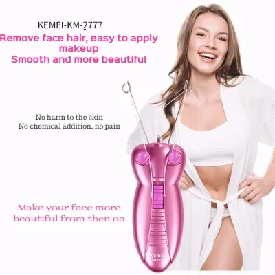 Kemei  KM 2777 Lady Electric Epilator Butterfly Design Face Cotton Thread Defeather Epilator Women Facial Hair Remover Machine