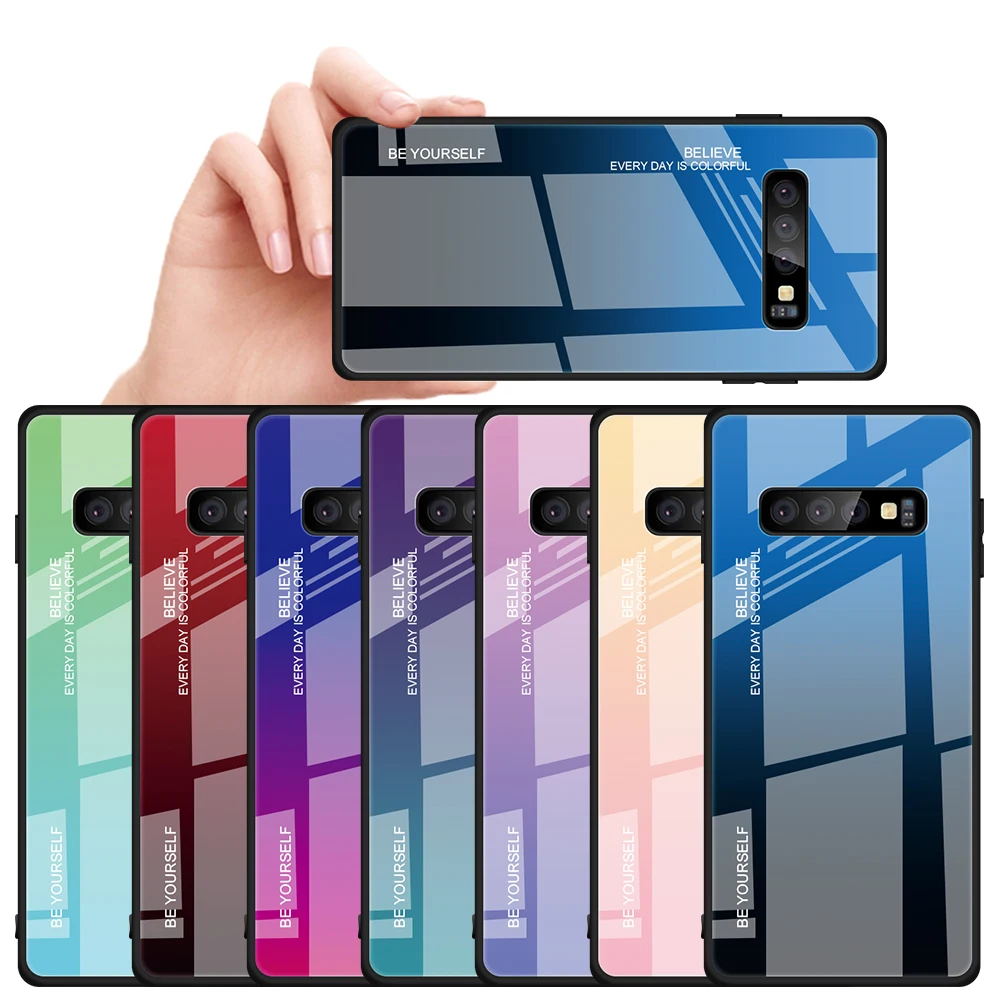 Градиентный чехол для телефона Samsung Galaxy S10 Plus, чехол из закаленного стекла для Samsung S10e S10 e S 10 e S10Plus, чехол-сумка