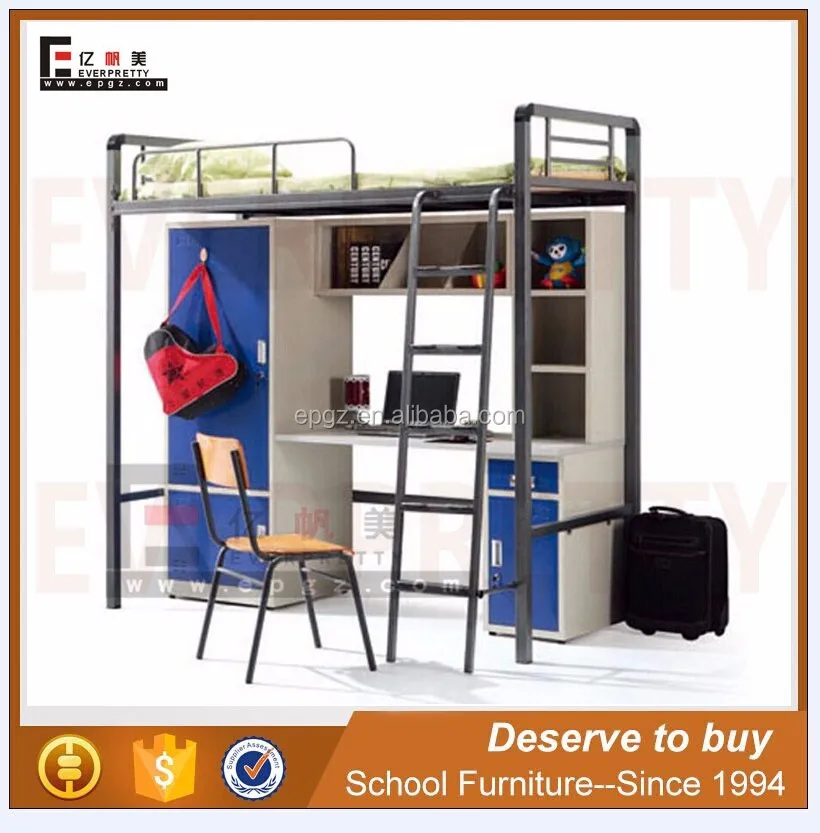 Hot sale bunk bed loft beds with desk for school