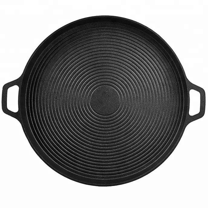 Hot Sale Preseasond Round Grill Paella Pan Cast Iron Griddle Pizza Pan