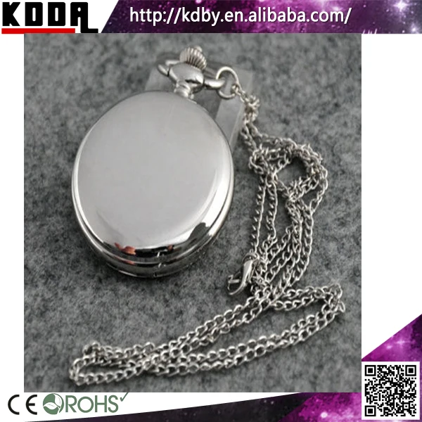 Smooth Shiny Metal case Can Be Laser Own logo on Pocket Cover Whole White Dial Polished Old Pocket Watch