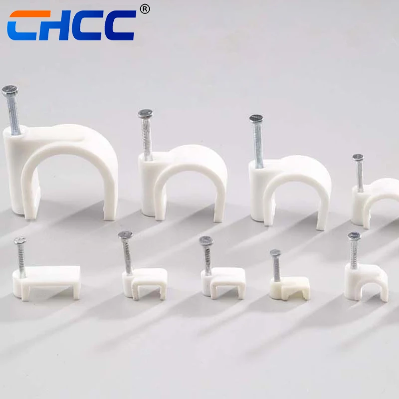 cable clips with steel nail   Plastic round Electric wire hook