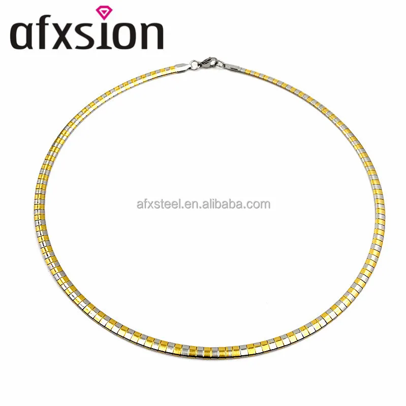 AFXSION Fashion Korean girl 4mm flat snake chain, gold plated stainless steel necklace necklace wholesale