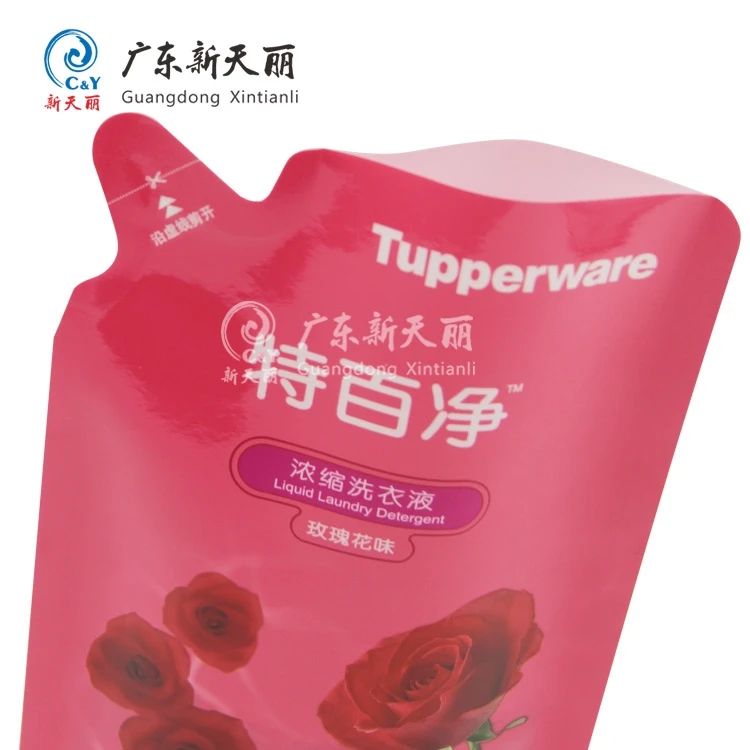 Custom printed shape not leaking 500g 500ml 17.6oz hot sealing liquid detergent pouch stand up flexible plastic packaging bag