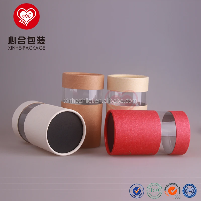 
Custom Design Food Grade Coffee packaging Tea packaging PVC with window Aluminum foil round box cylinder box paper tube 