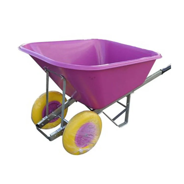 Pink Twin Wheel Wheelbarrow wb9800 With Puncture Proof Wheel 200 Liter Blue