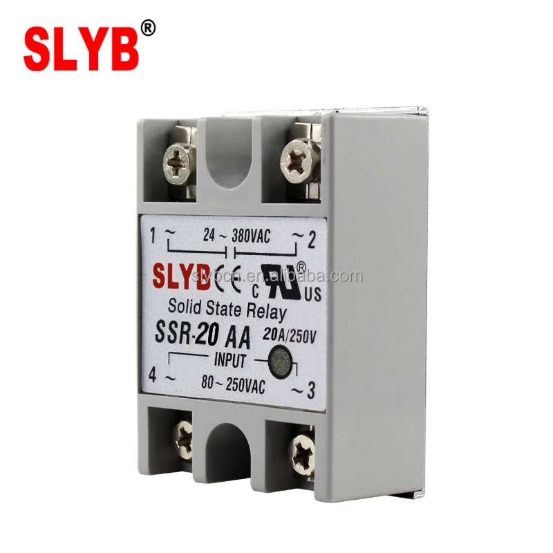 Однофазное твердотельное реле типа Fotek SSR 20AA 80-250VAC вход до 24-380VAC выход от завода Zhejiang