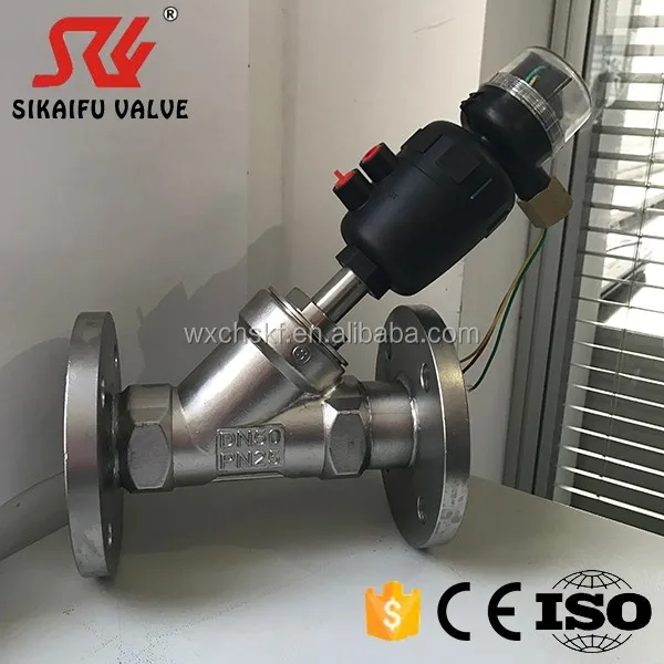 DN65 GB Standard Flange Connection Angle Seat Valve with Limit Switch