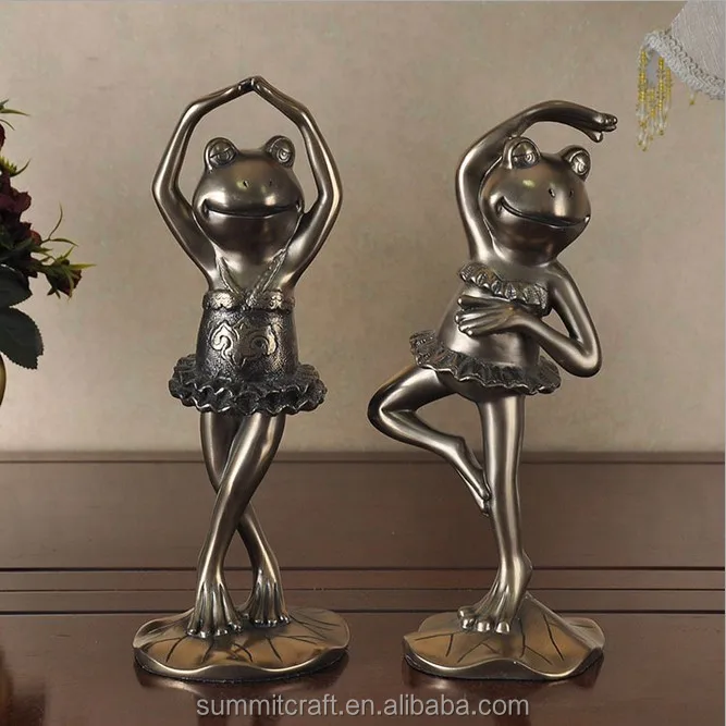 Resin cold casting bronze dancing frog figurine