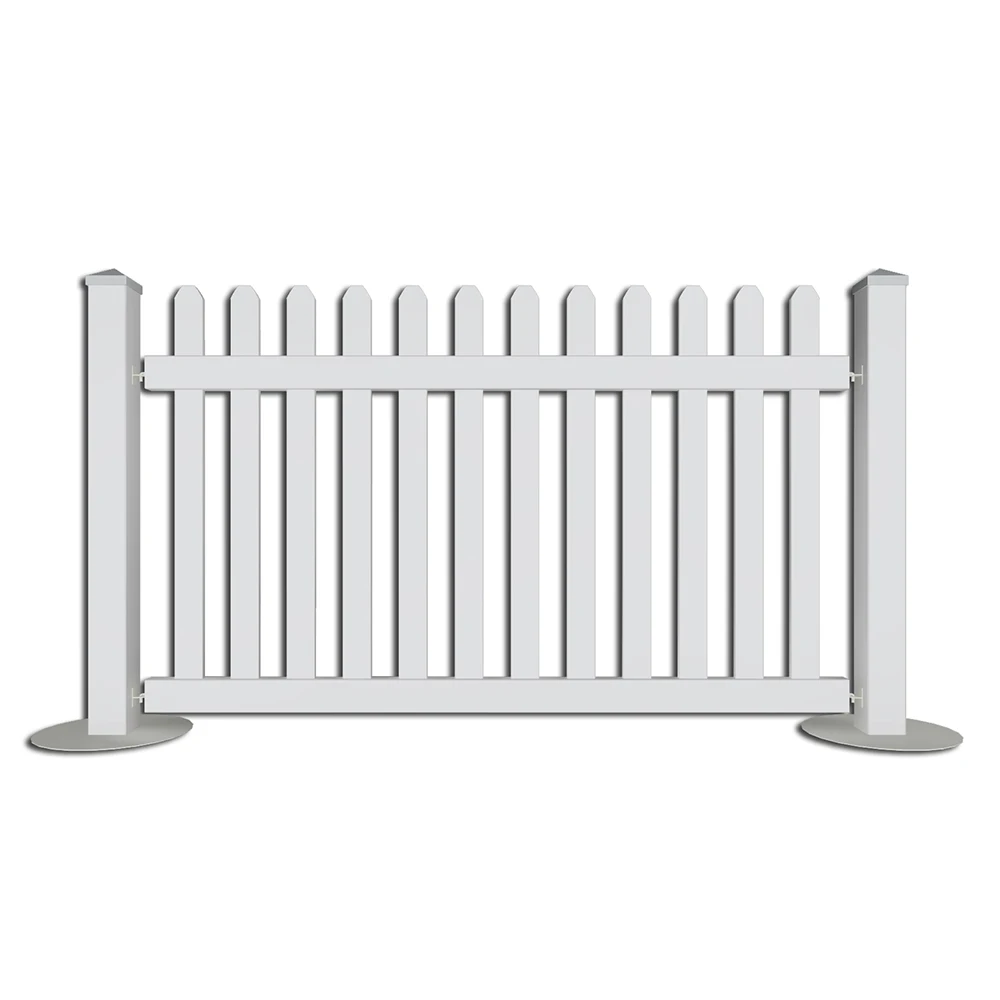 high quality white plastic pvc removable picket temporary fence