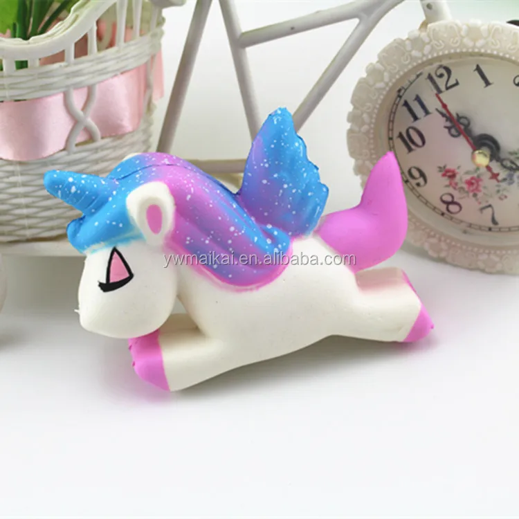 Top quality super soft slow rising toys PU squishy flying horse unicorn for stress release