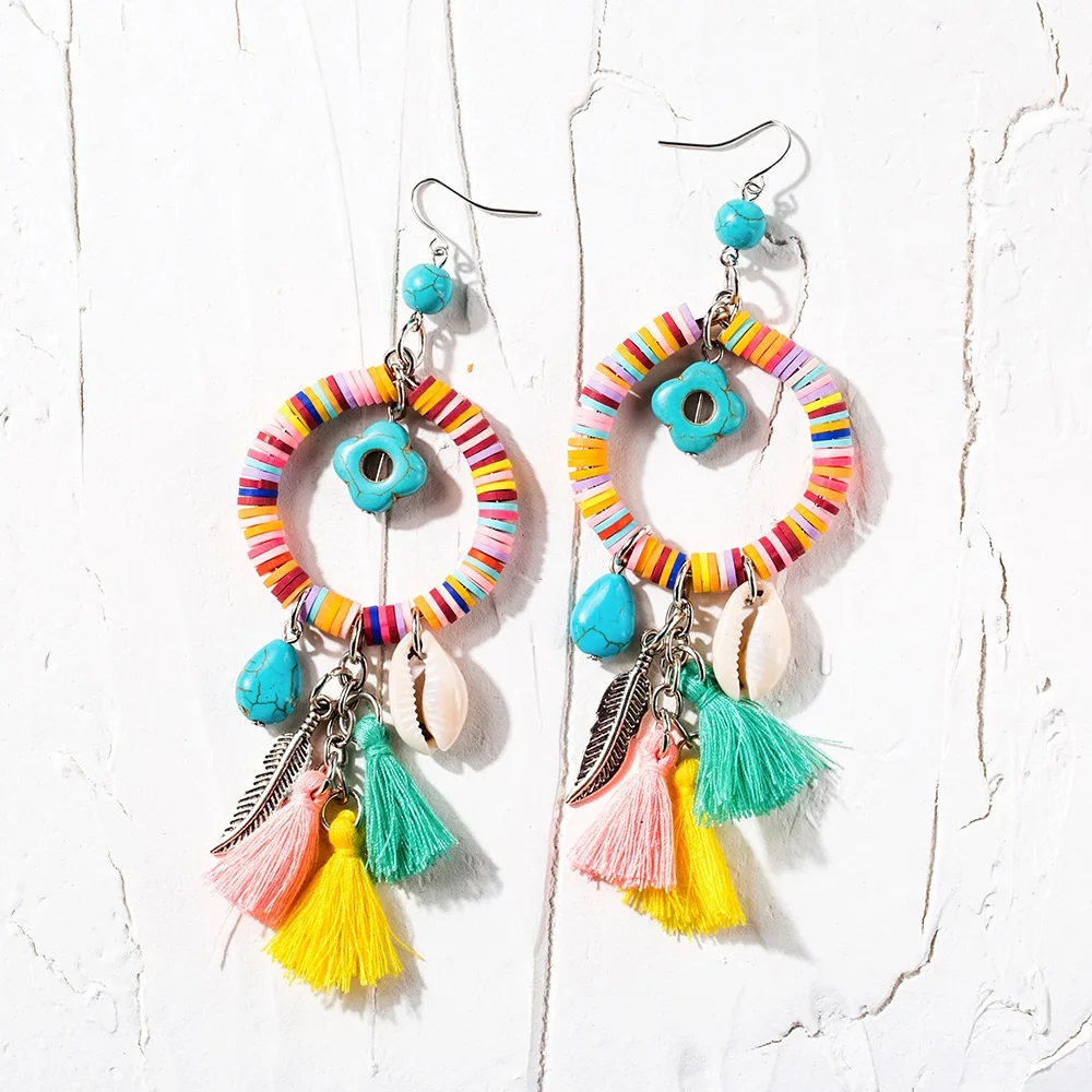 New Designs Gold Jhumka Earring Gemstone Tassel Shell Earring Hook Retail Online Shopping