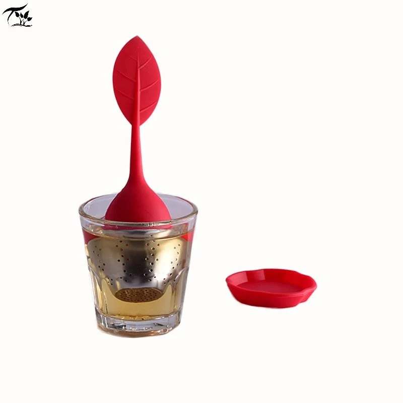 Leaf Shape Silicone Tea Filter 304 Stainless Steel Anti Heat Tea Infuser Tea Strainer