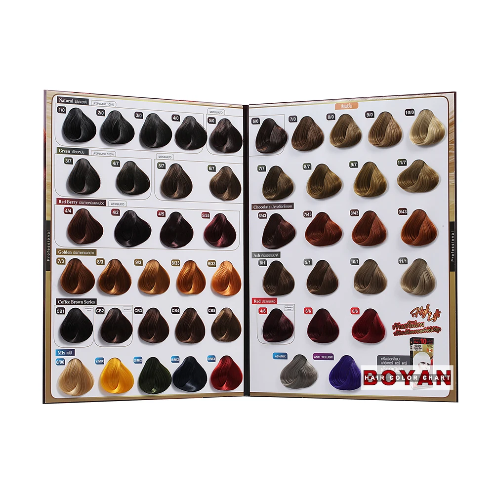 
2020 New style hair color chart from Boyan to display hair color of hair dye cream in Salon 