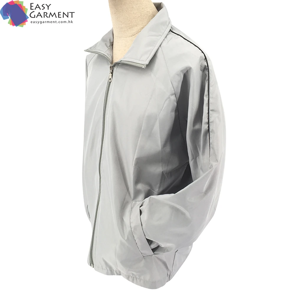Logo Printed Plus Size silk screen printed nylon sliver zipper detachable caps windbreaker with hood