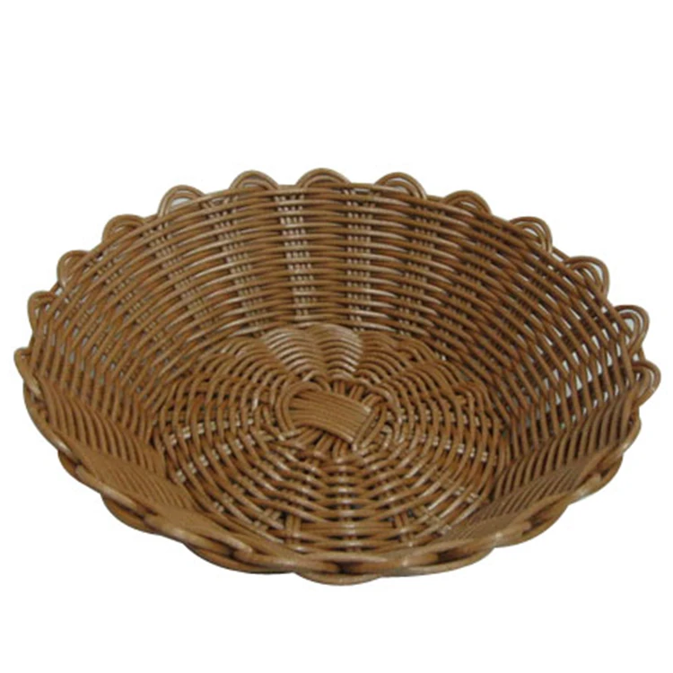 Корзина для фруктов, поднос для хлеба, чаша, круглые пластиковые плетеные Ротанговые штабелируемые корзины для хранения
