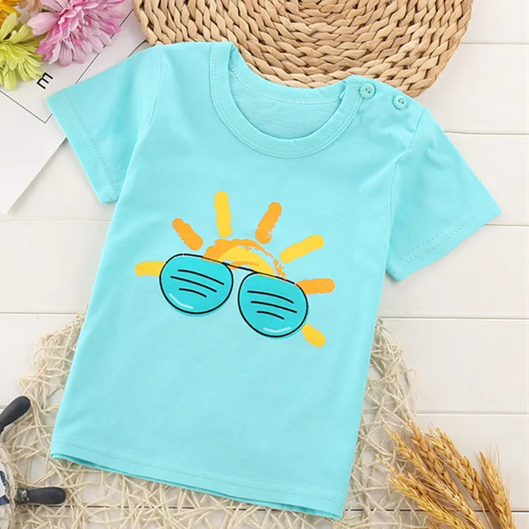 Wholesale cheap kids t shirts summer cartoon short sleeved children T shirt Pure cotton boy girl baby t shirt