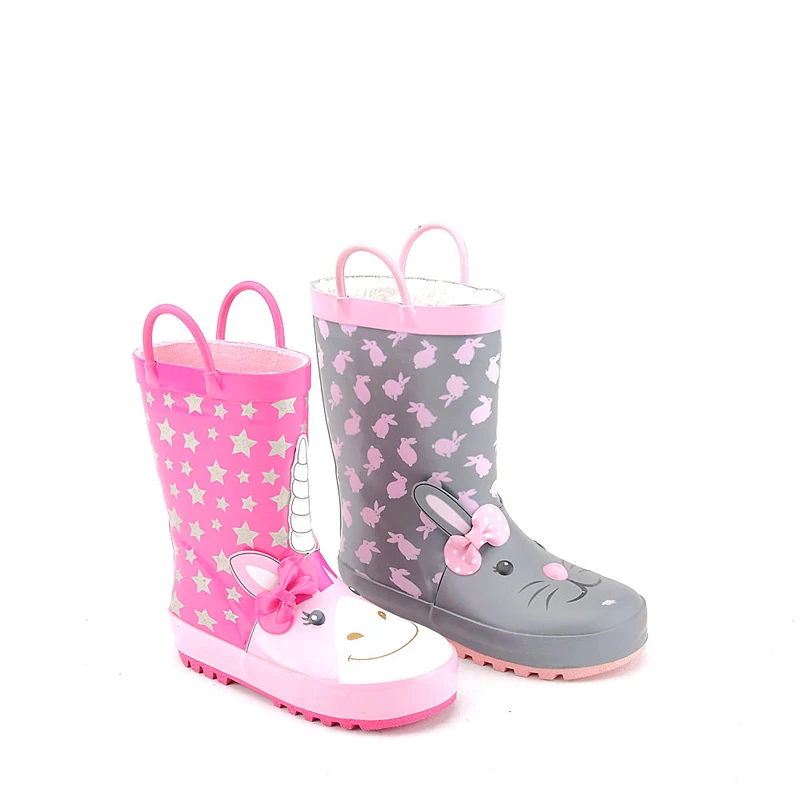 private label cartoon stripe printed colorful loop cheap children wellies galoshes boots for infant girls