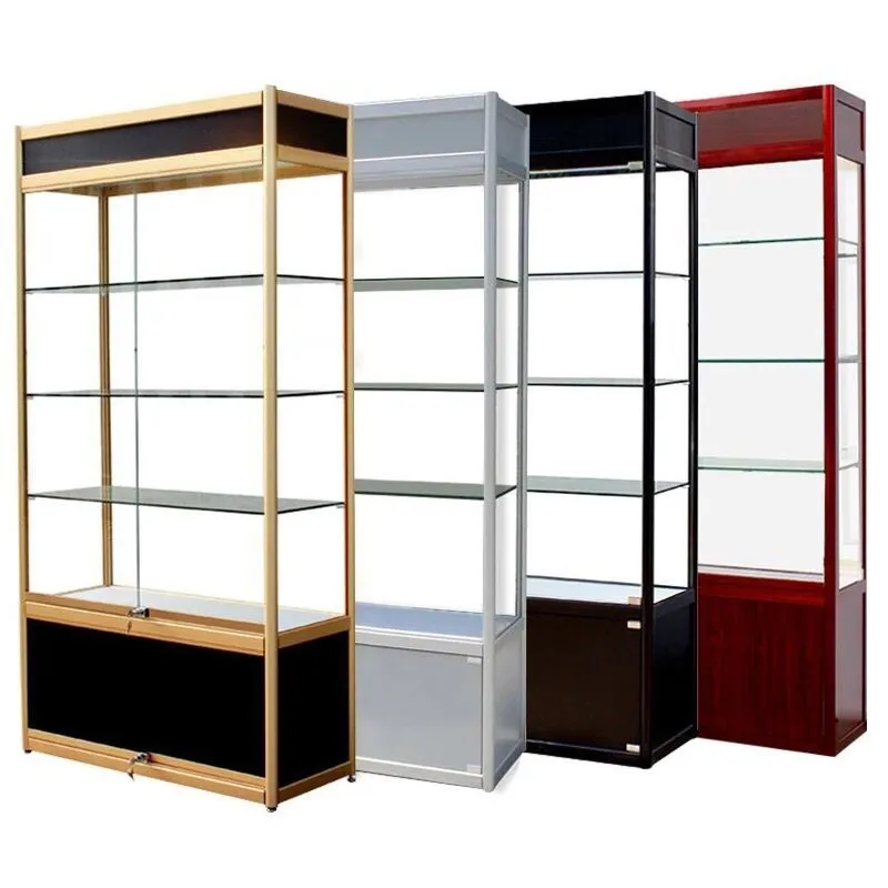 Hot sale Tempered Glass wooden Jewelry Display Showcase/portable jewelry display showcase