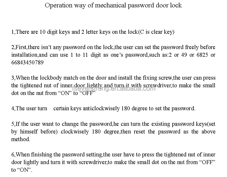 Mechanical keyless  combination  code door lock  G026 digital glass door lock with  handle no power