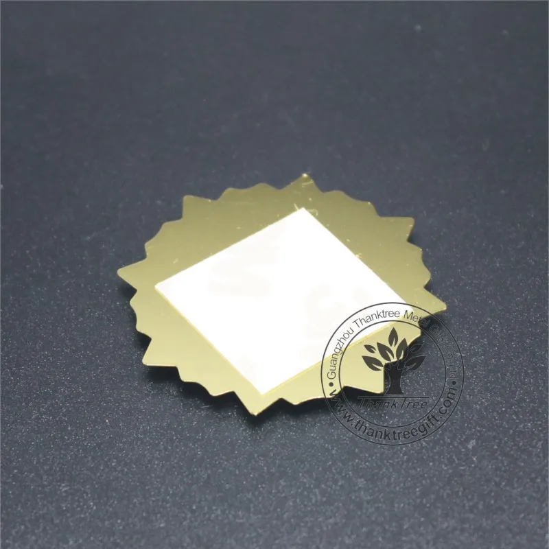small custom rectangle gold plated metal logo plate with 3M adhesive