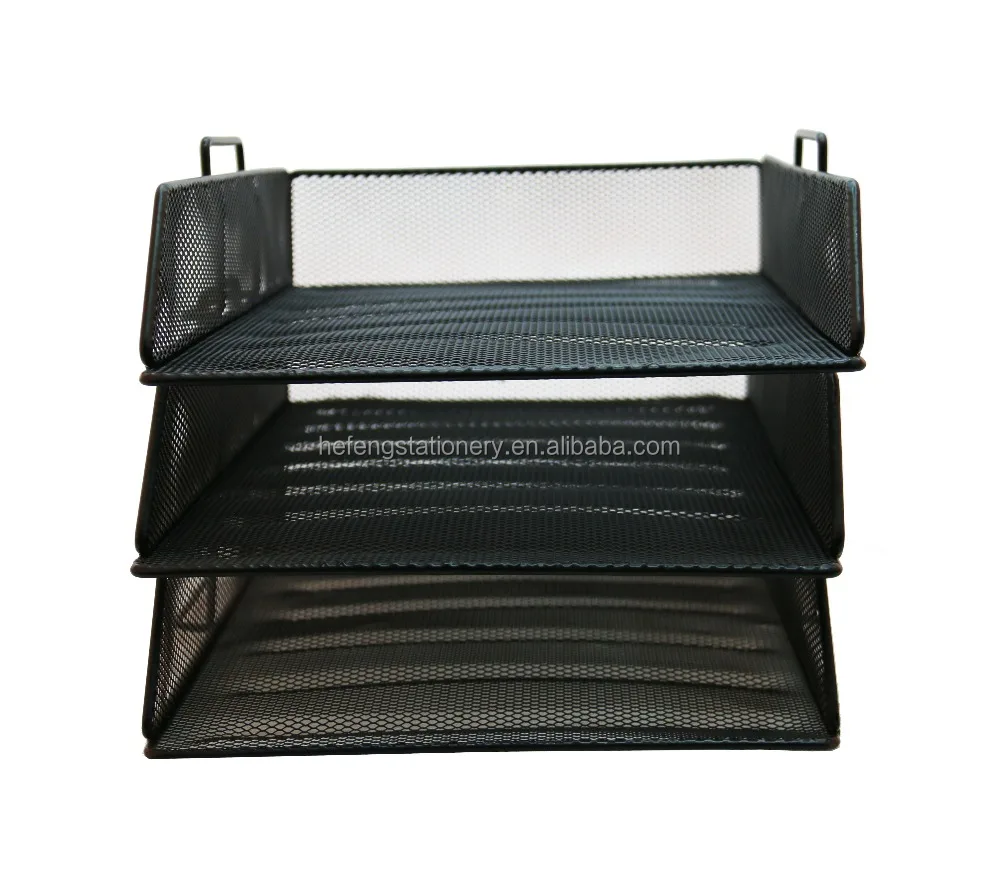 
mesh metal stackable table/desk organizer document paper storage tray 
