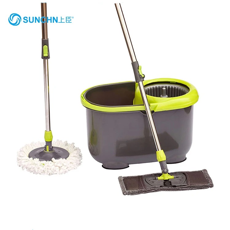 Hot Sale 360 Degree flat and round Spin Mop ( 1 bucket with 2 mops)