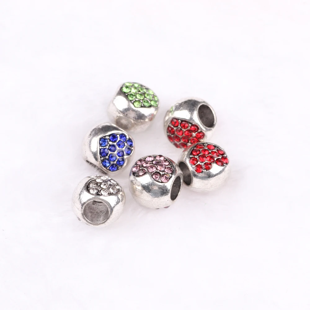 13mm Hot Sale Stock Mixed Rhinestone Beads Silver Metal Beads With Crystal For Jewelry Finding Making Diy Bracelet