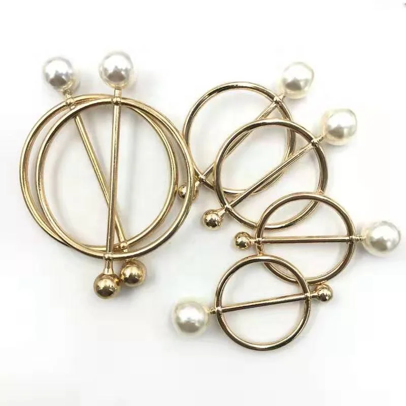Garment Decorative Hot Sale Pearl Buckle  Elegant Gold Pearl Belt Ring Buckle