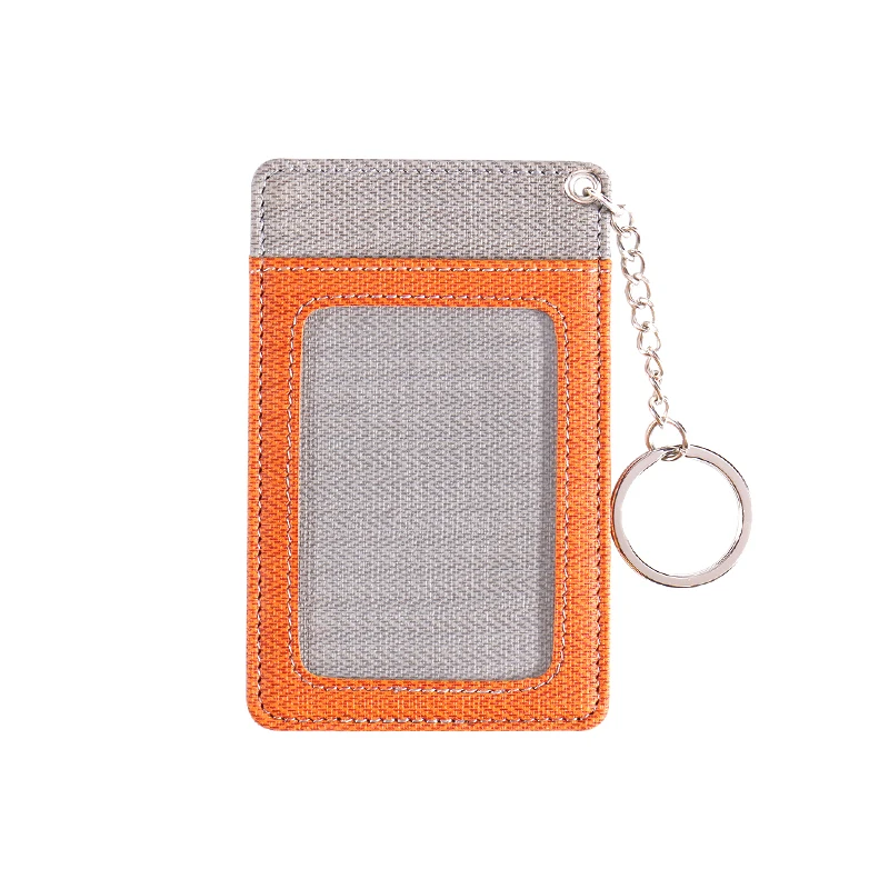 customized PU leather business card holder credit card case with metal key ring