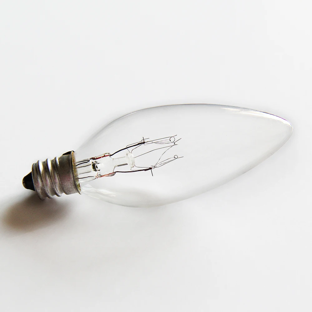 C9 E14 Clear shell lighting tungsten candle filament bulb for sale