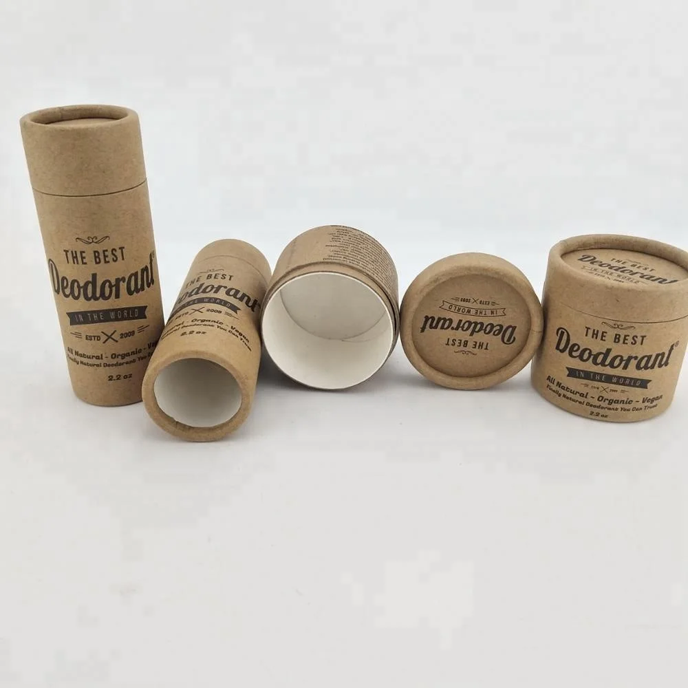 Eco Friendly Deodorant Packaging Tube Lipstick Beauty Packaging Skin Care Packaging Craft Paper Round Customized Offset Printing
