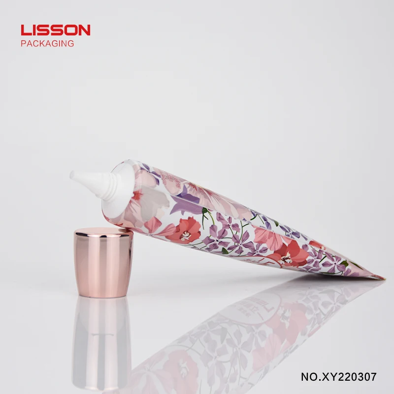 D22 Luxury eye cream cc cream foundation cosmetics packaging tube custom make with rose gold screw cap