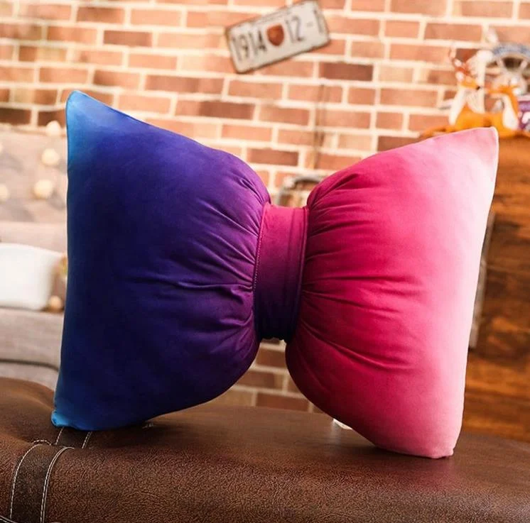 
Colorful Soft Cushion Gradient Bow Tie Cushion Car Seat Decorative Throw Pillow Back Pillow 