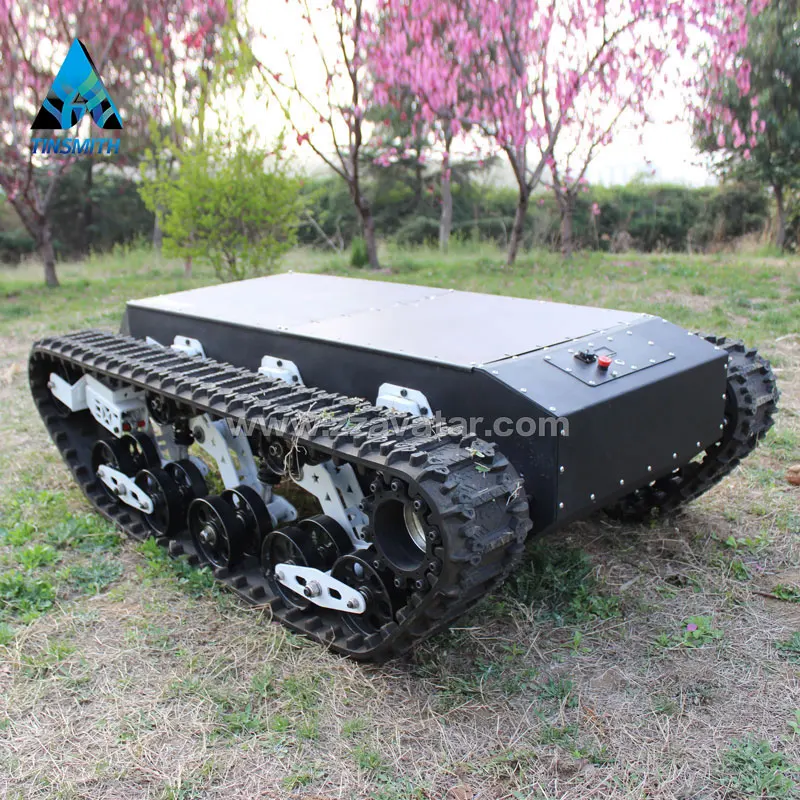 Rubber Robot chassis electric tracked vehicle with platform 