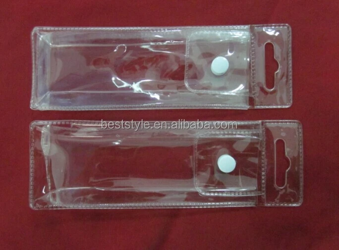 Nice price clear pvc plastic bag with snap button