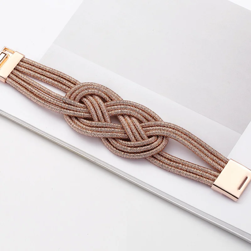 
Metallic Cord braided bracelet for women Fashion jewelry gold plated magnetic bracelet luxury style 