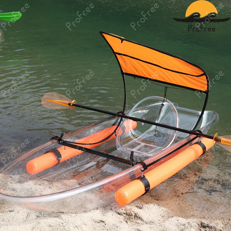 Traditional transparant kayak with polycarbonate Hull Material and CE Certification sea fishing kayak