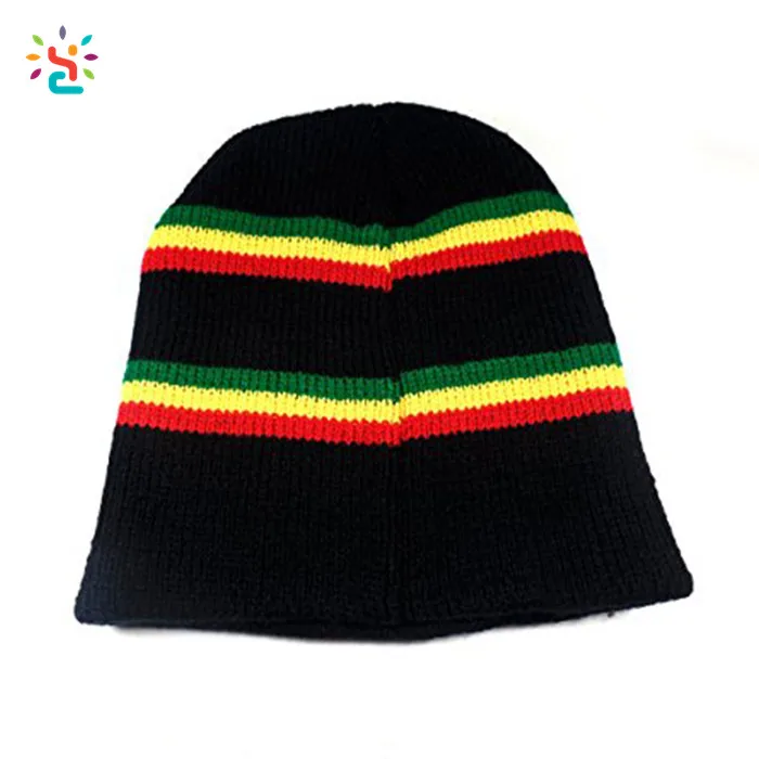 New arrival Jamaican beanie hats free rasta knit hat crochet pattern striped Reggae rasta winter hats