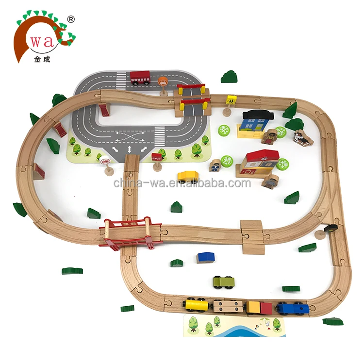 Wooden Model Railway Toy Train Set
