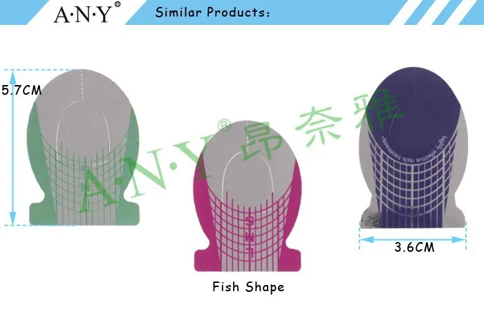 ANY Crystal Beauty Nails Design 500PCS per Roll Paper Nail Form Fish Shape