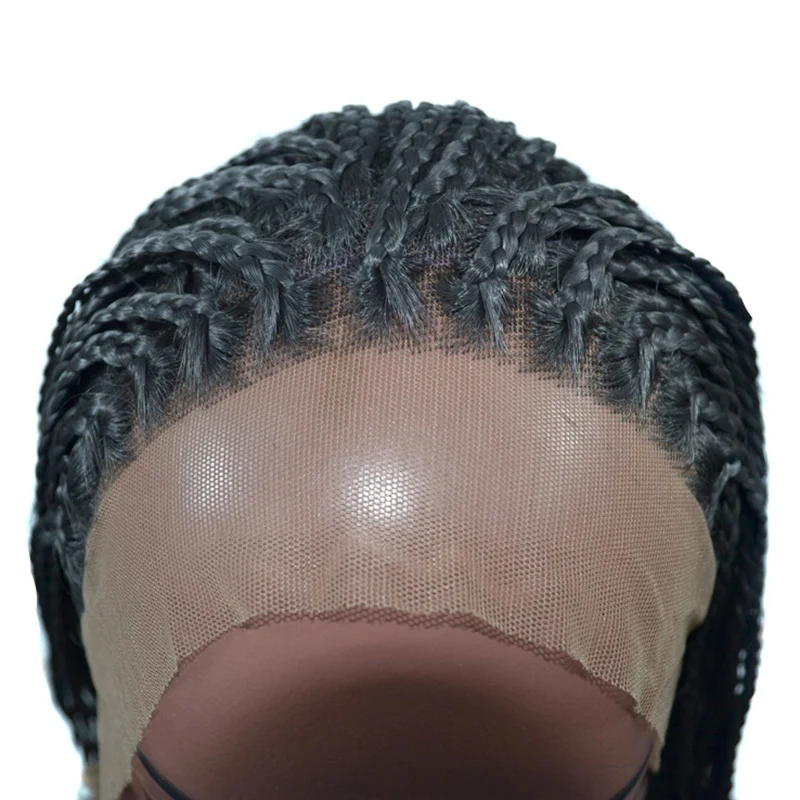 
Natural Black Braid Wigs Wholesale Heat Resistant Fiber Lace Front Wigs High Quality Synthetic Lace Front Braided Wig 