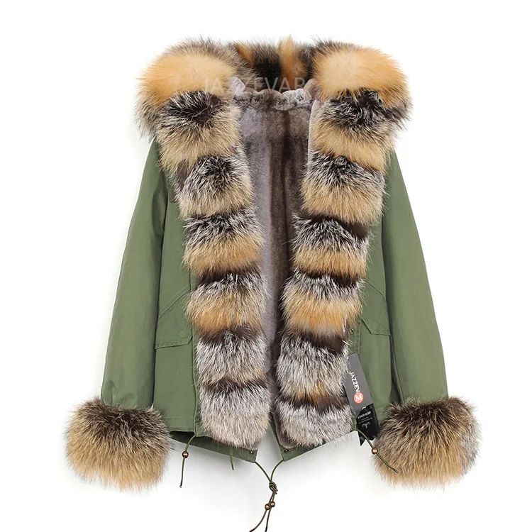 
 Женское теплое пальто с мехом енота, длинная парка с капюшоном из натурального Лисьего меха, зимний сезон 2020  