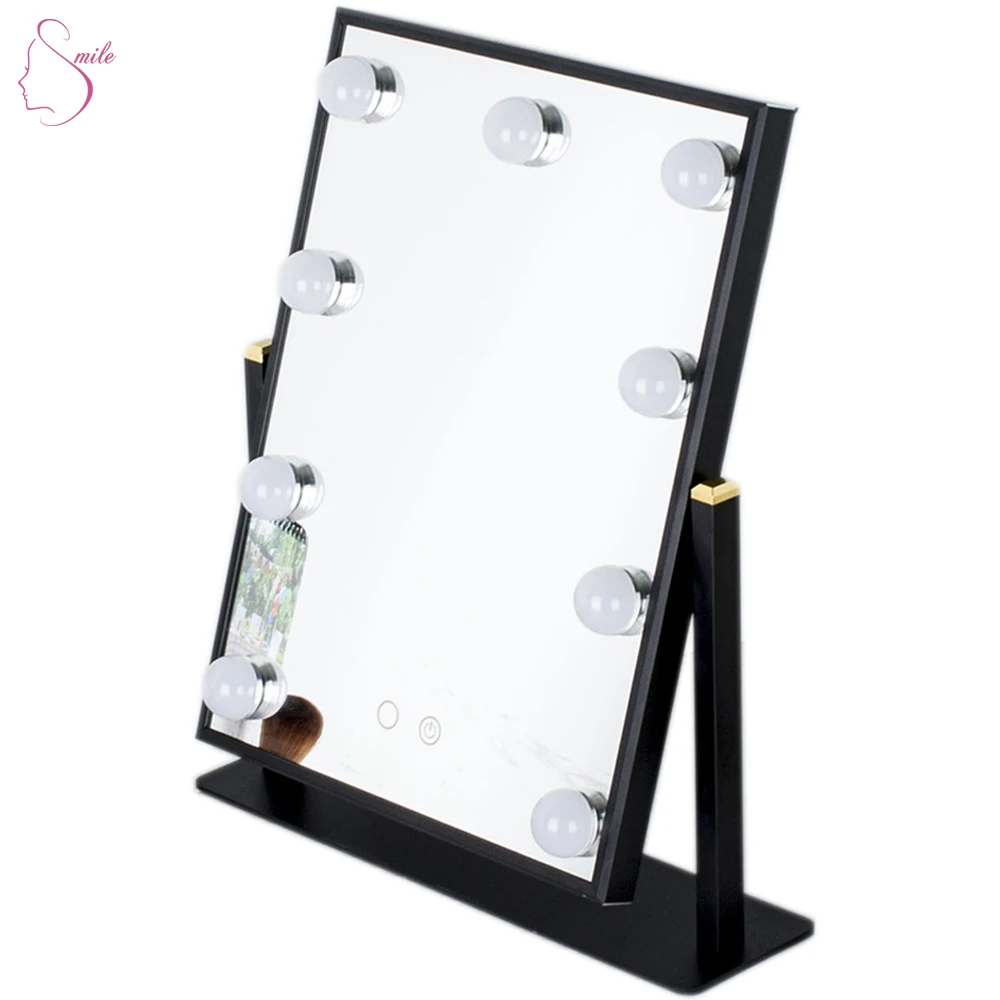 Голливудское зеркало для туалетного столика с 9 большими лампочками, настенное освещение, туалетный столик для девушек, дешевое зеркало с регулируемой яркостью, светильник с подсветкой для макияжа