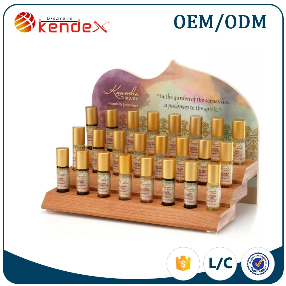 
3 tier luxury perfume wood display stand made by Alibaba Assessed Supplier 