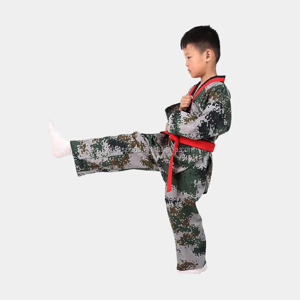 cotton martial arts supplies short sleeve wtf taekwondo suits Camouflage clothing taekwondo uniform
