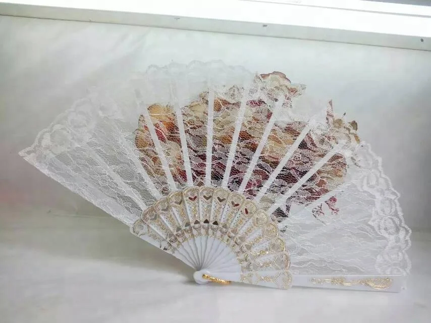 
Amazon Chinese small pp pvc lace plastic hand fan for wedding in bulk 