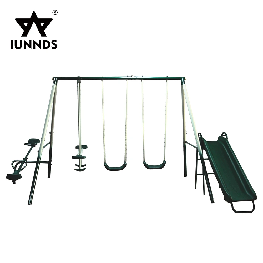 IUNNDS Outdoor plastic kids children slide glider swing chair sets with seesaw seat