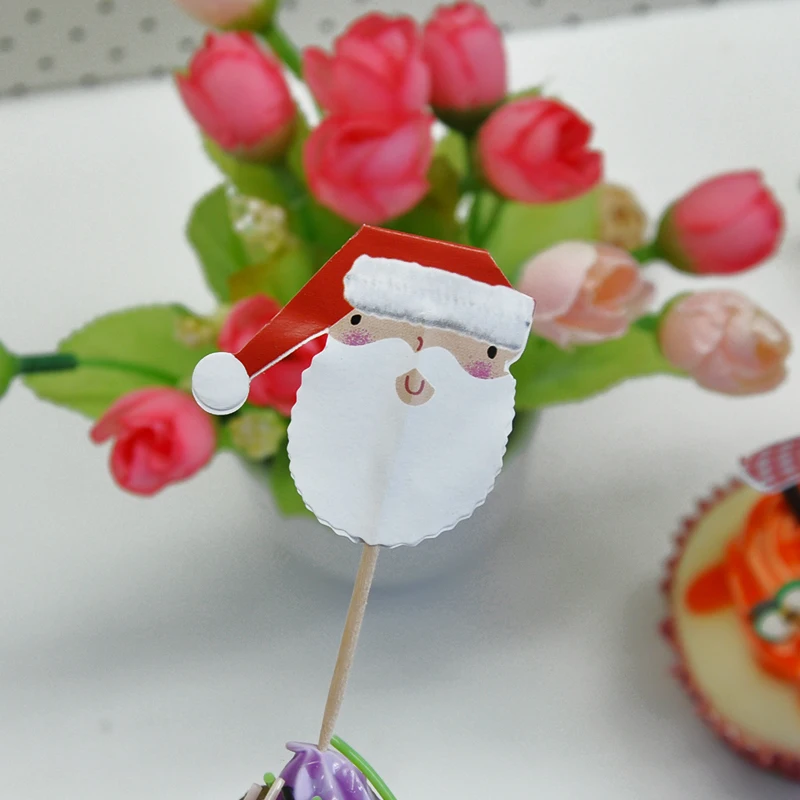 20pcs Picks Christmas Sticks Art Toothpicks Cupcake/Cake/Pie Toppers Party Decoration Xmas Signs Tree/Santa Claus/Elk/Sock prick