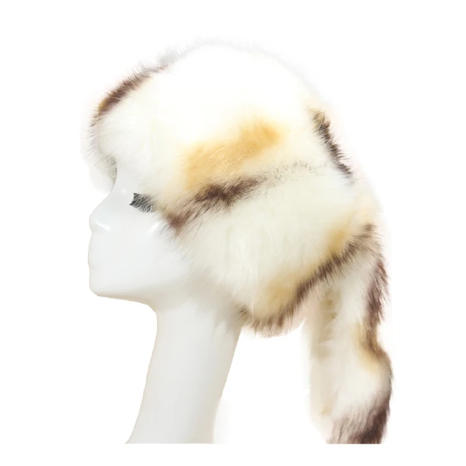 
Top Quality Fake Fur Hats Woman And Man Faux Fox Fur Cap With Tail 